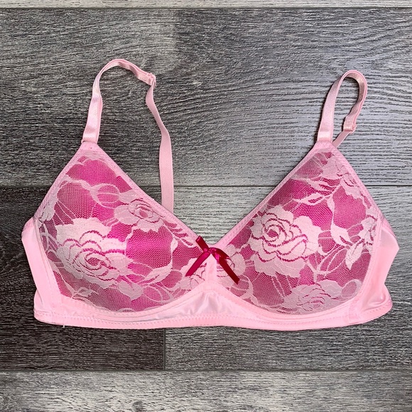 34C Mamia Pink Floral Lace Padded Adjustable Bra, No Underwire, Very Comfy - Picture 6 of 6